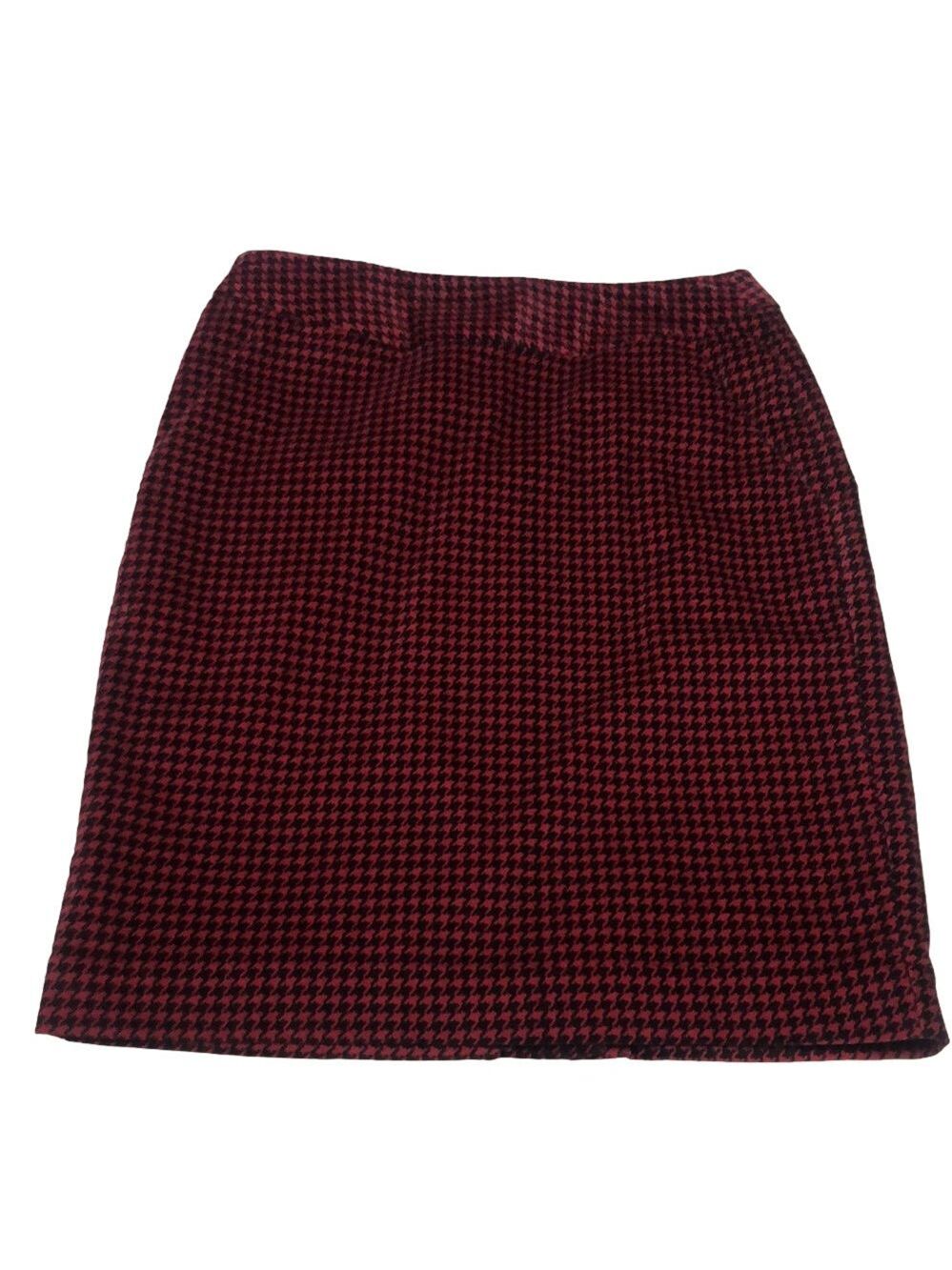 LL Bean houndstooth velour velveteen skirt sz4